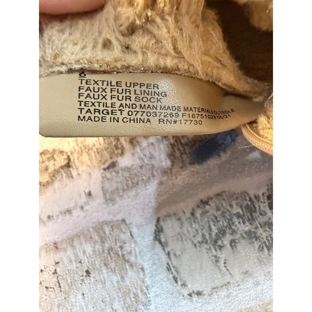 Cat & Jack Toddler Kids Tan Faux Suede Fur Lined Winter Boots‎ Size 6 Side Zip